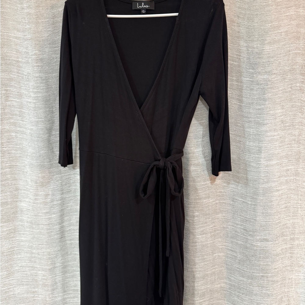 Lulu's Elegant Black Long Sleeve Dress
